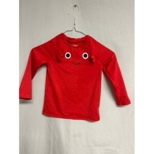 Cat & Jack Boys Girls Red Face Crab Claw Long Sleeve Rash Guard Swim Shirt 3T